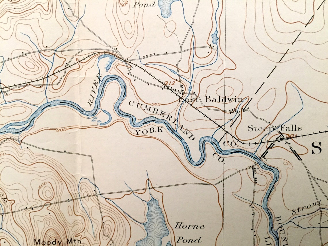 Antique Sebago Lake Maine 1896 US Geological Survey Etsy