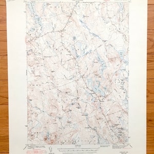 Antiker Wesley, Maine 1943 US-Amerikanisches 1943-Erkundungskarte Topographic - Washington County, Northfield, Whitneyville, Chain Lakes, Long Lake Bog ME
