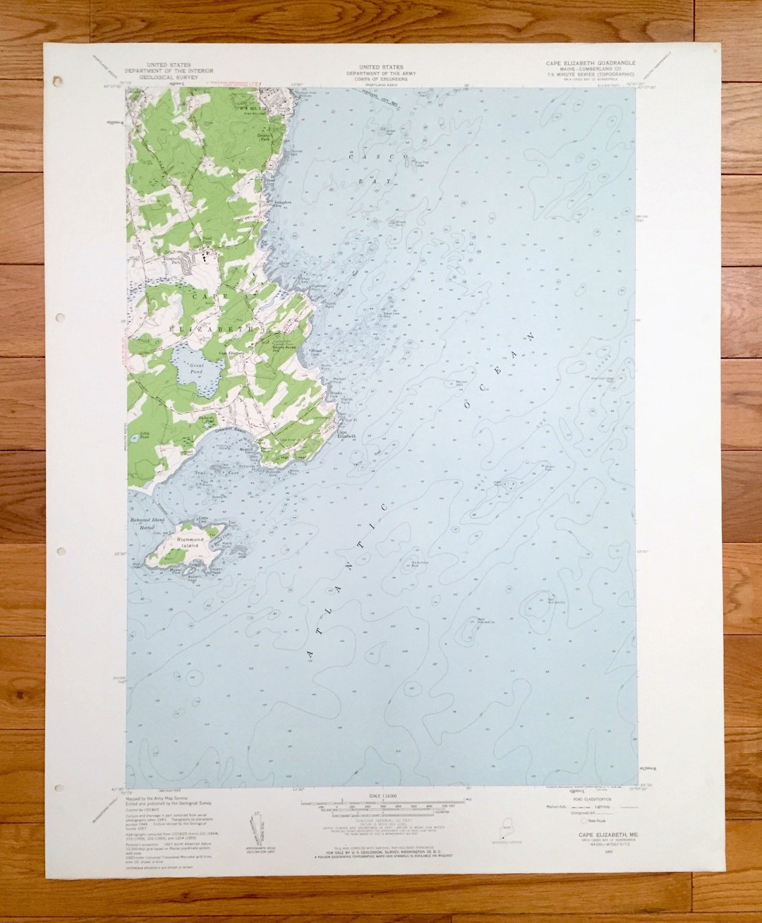 Antique Cape Elizabeth, Maine 1957 US Geological Survey Topographic Map ...