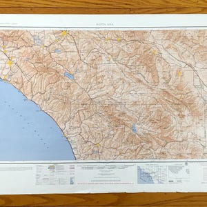 Antique Santa Ana, California 1955 US Geological Survey Topographic Map – Los Angeles, Temecula, Oceanside, Palm Springs, Coachella CA