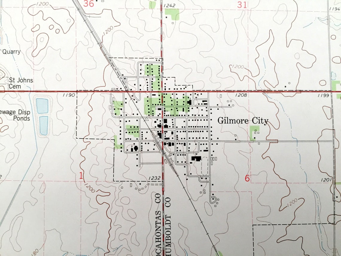 Antique Gilmore City Iowa 1979 US Geological Survey Etsy