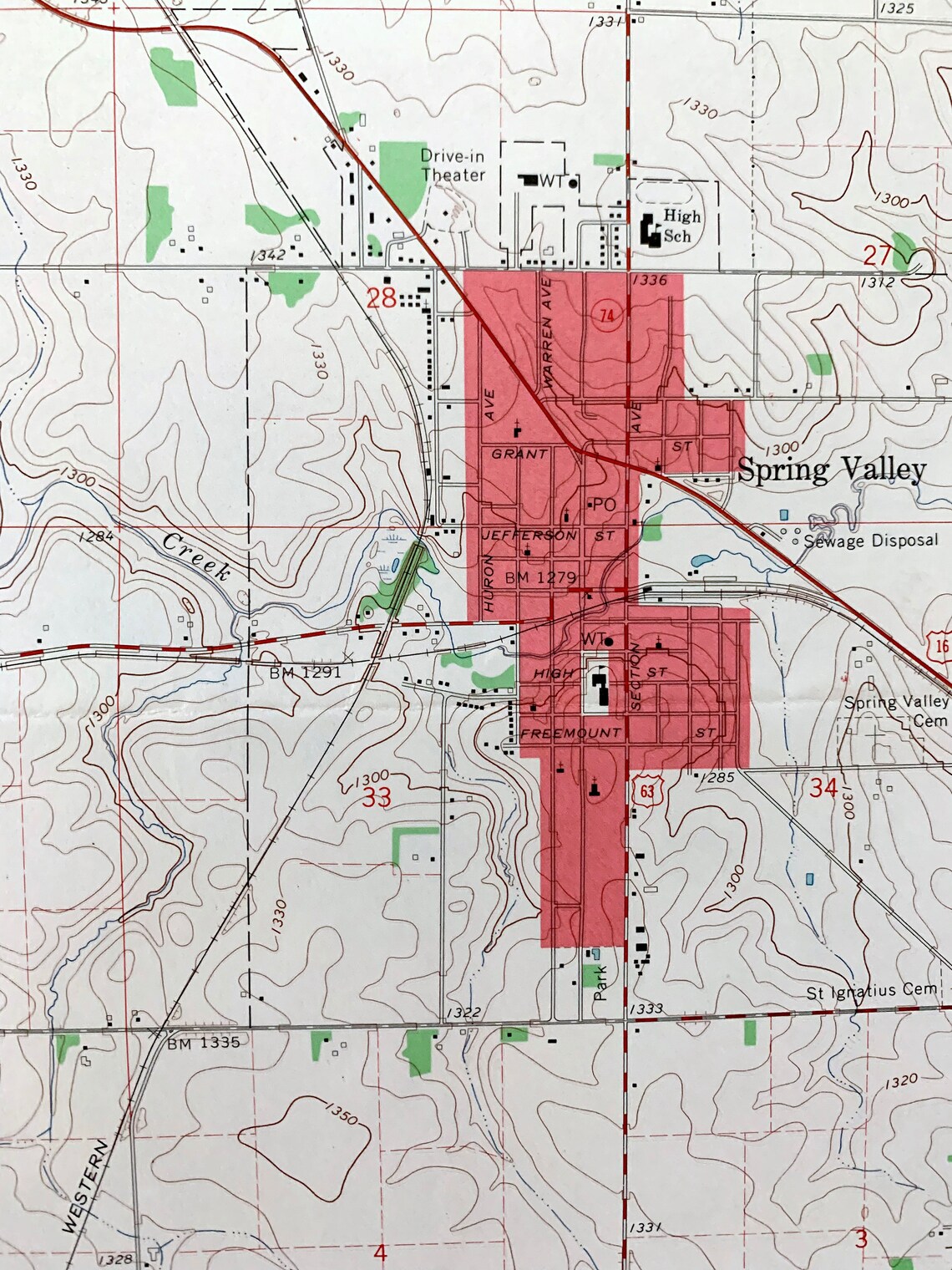 Spring Valley Mn Antique Spring Valley, Minnesota 1965 US Geological Survey Topographic ...