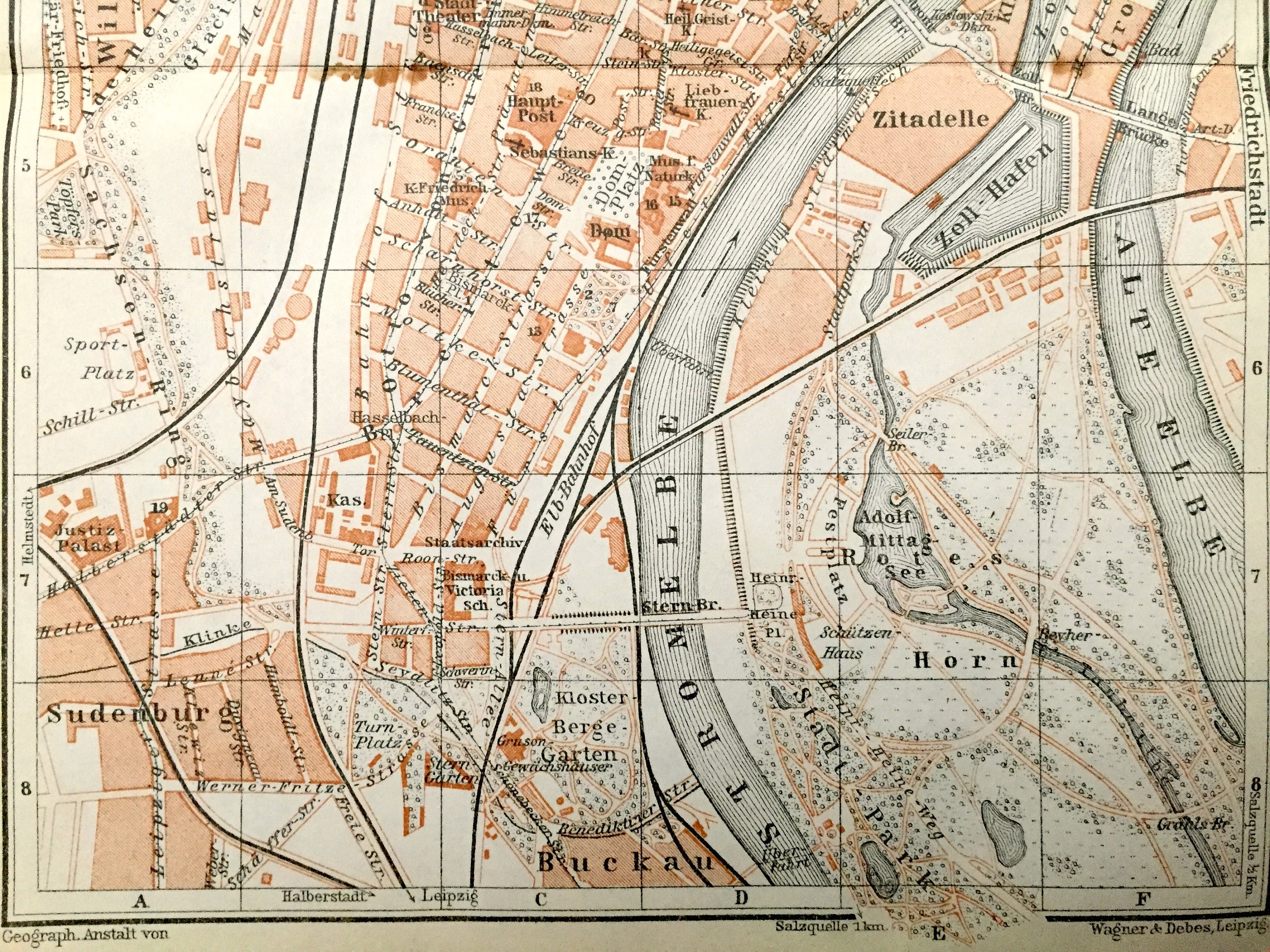 Antique 1925 Magdeburg Germany Map from Baedekers Guide Atlas | Etsy