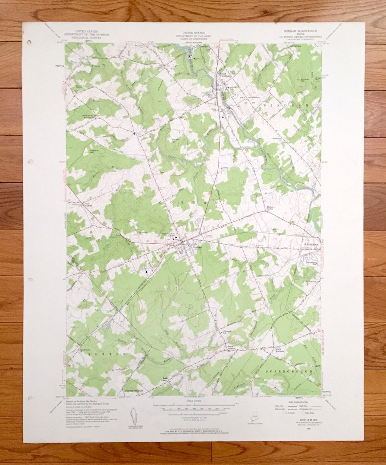 Antique Gorham Maine 1957 US Geological Survey Topographic Etsy