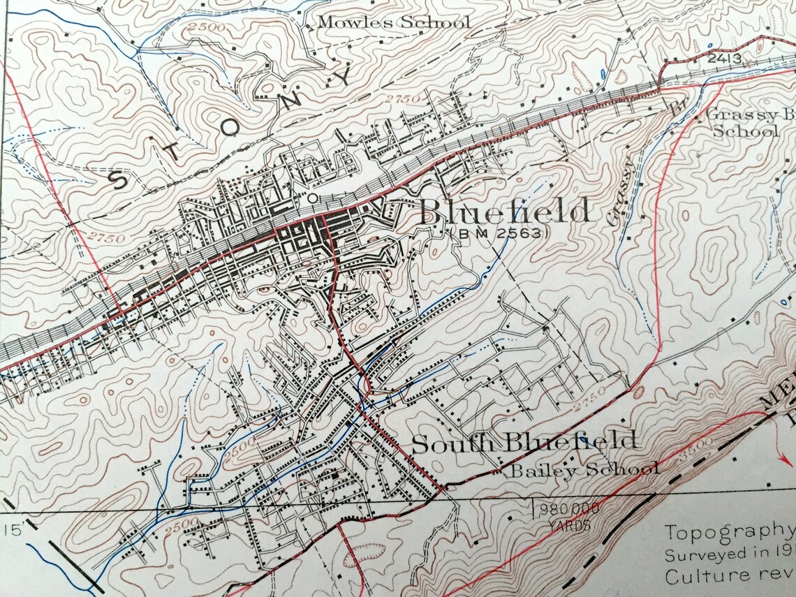 Antique Bluefield West Virginia 1924 US Geological Survey Etsy