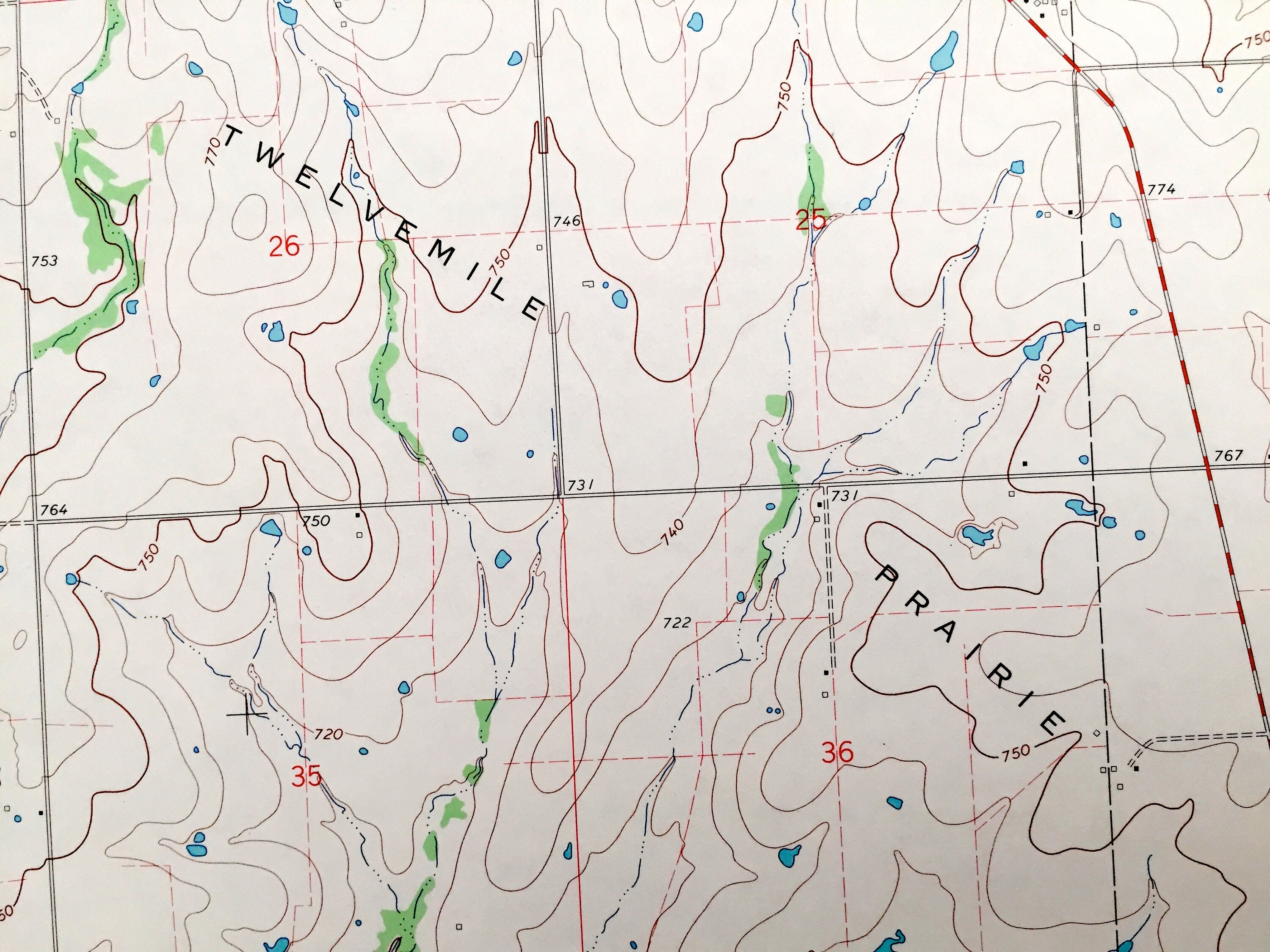 Antique Milburn, Oklahoma 1967 US Geological Survey Topographic Map Marshall, Johnston County