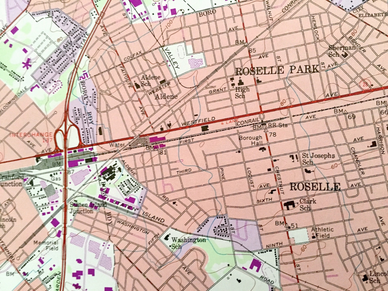 Antique Roselle New Jersey 1955 US Geological Survey Etsy