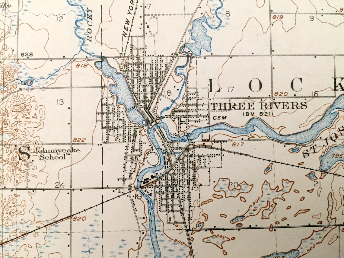 Antique Three Rivers Michigan 1916 US Geological Survey Etsy