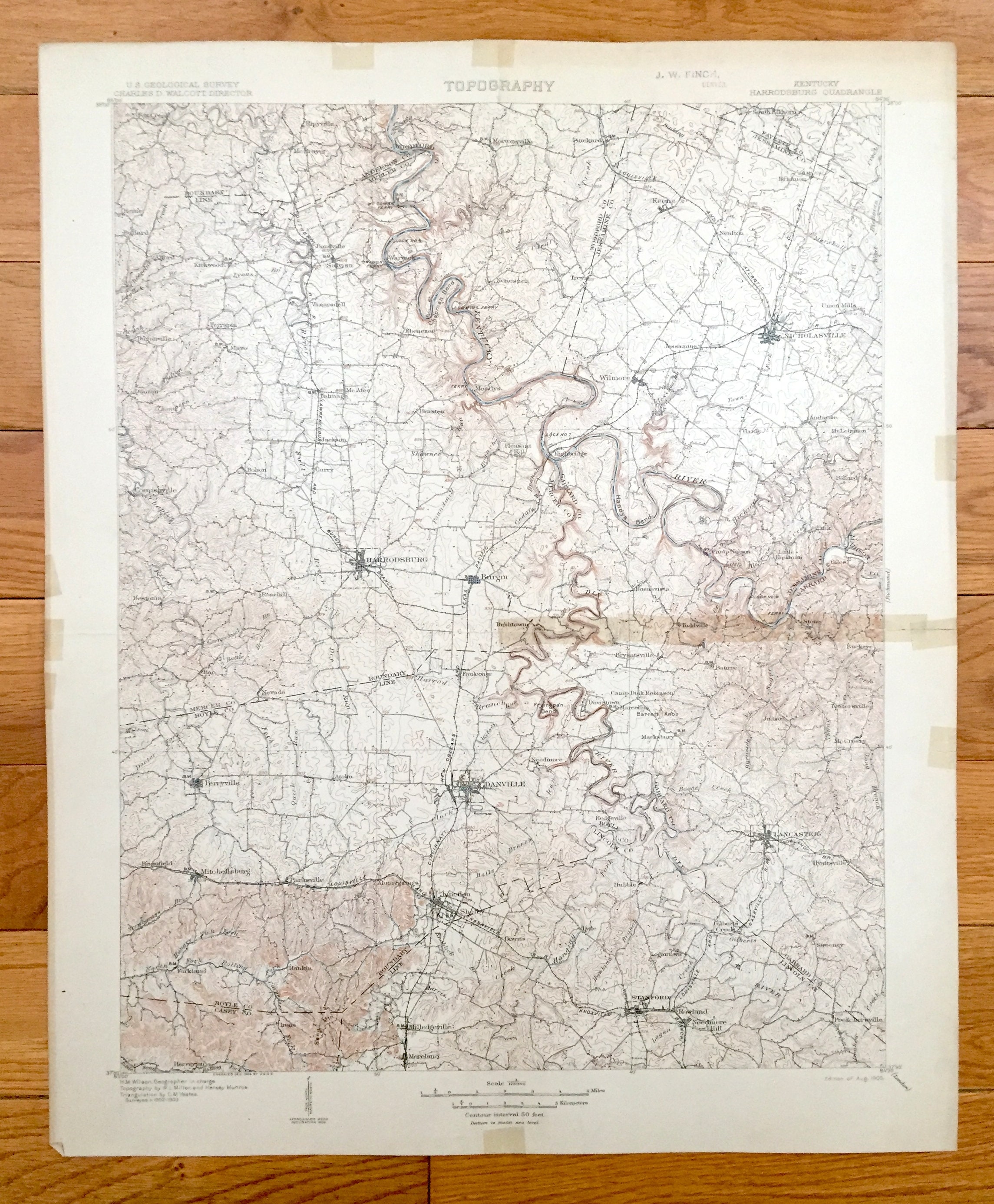 Antique Harrodsburg, Kentucky 1905 US Geological Survey