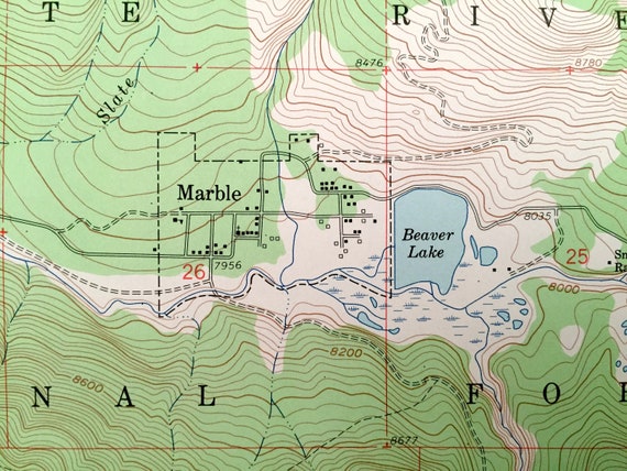 Antique Marble Colorado 1960 Us Geological Survey Topographic Map Pitkin Gunnison County White River Forest Beaver Lake Crystal River