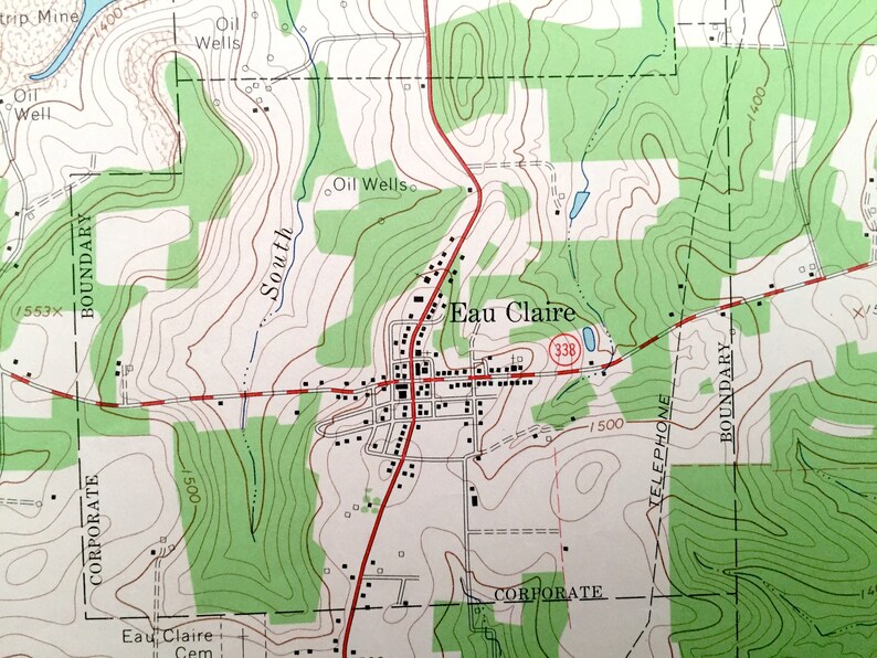 Antique Eau Claire Pennsylvania 1963 US Geological Survey Etsy