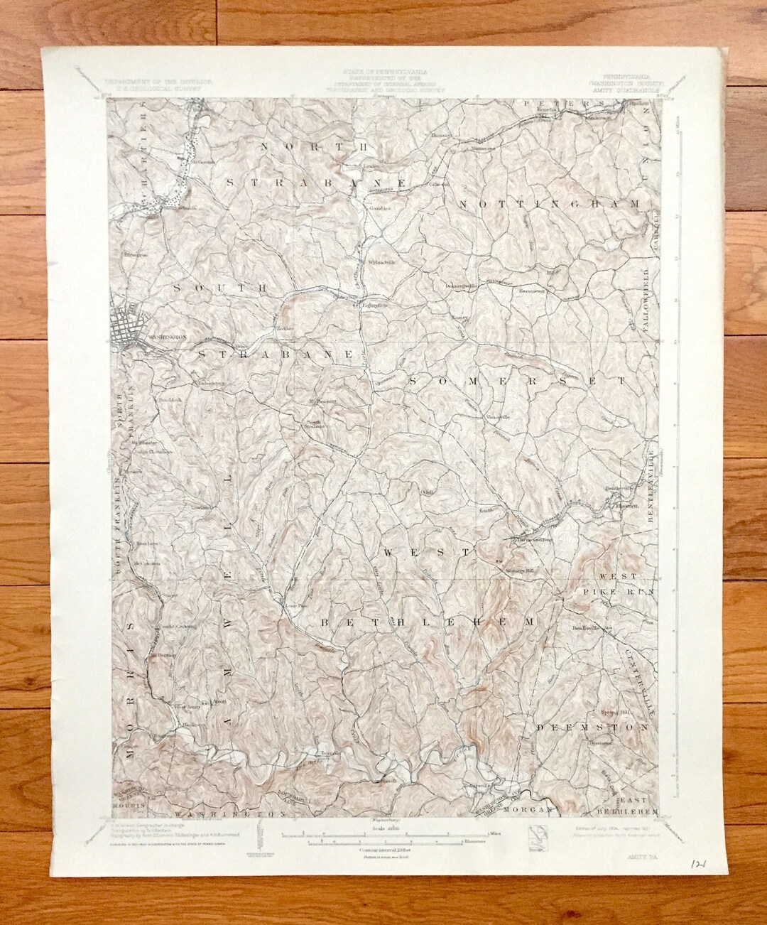 Antique Amity, Pennsylvania 1904 Us Geological Survey Topographische