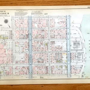 Antique Manhattan, New York City Map from Bromley's 1925 Manhattan Land Book – Fort George, Hudson Heights Tryon Park Riverside Drive NYC NY