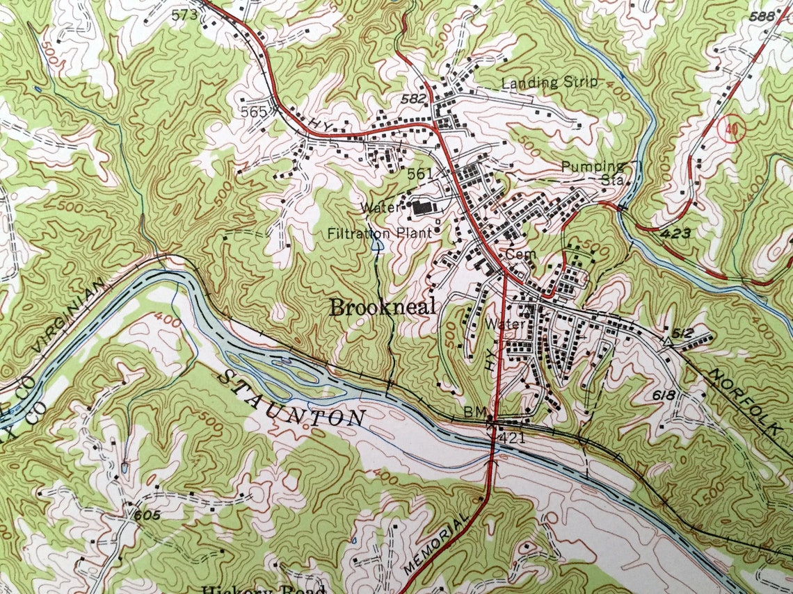 Antique Brookneal Virginia 1956 US Geological Survey Etsy