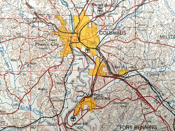 Antique Phenix City, Alabama 1955 US Geological Survey Topographic