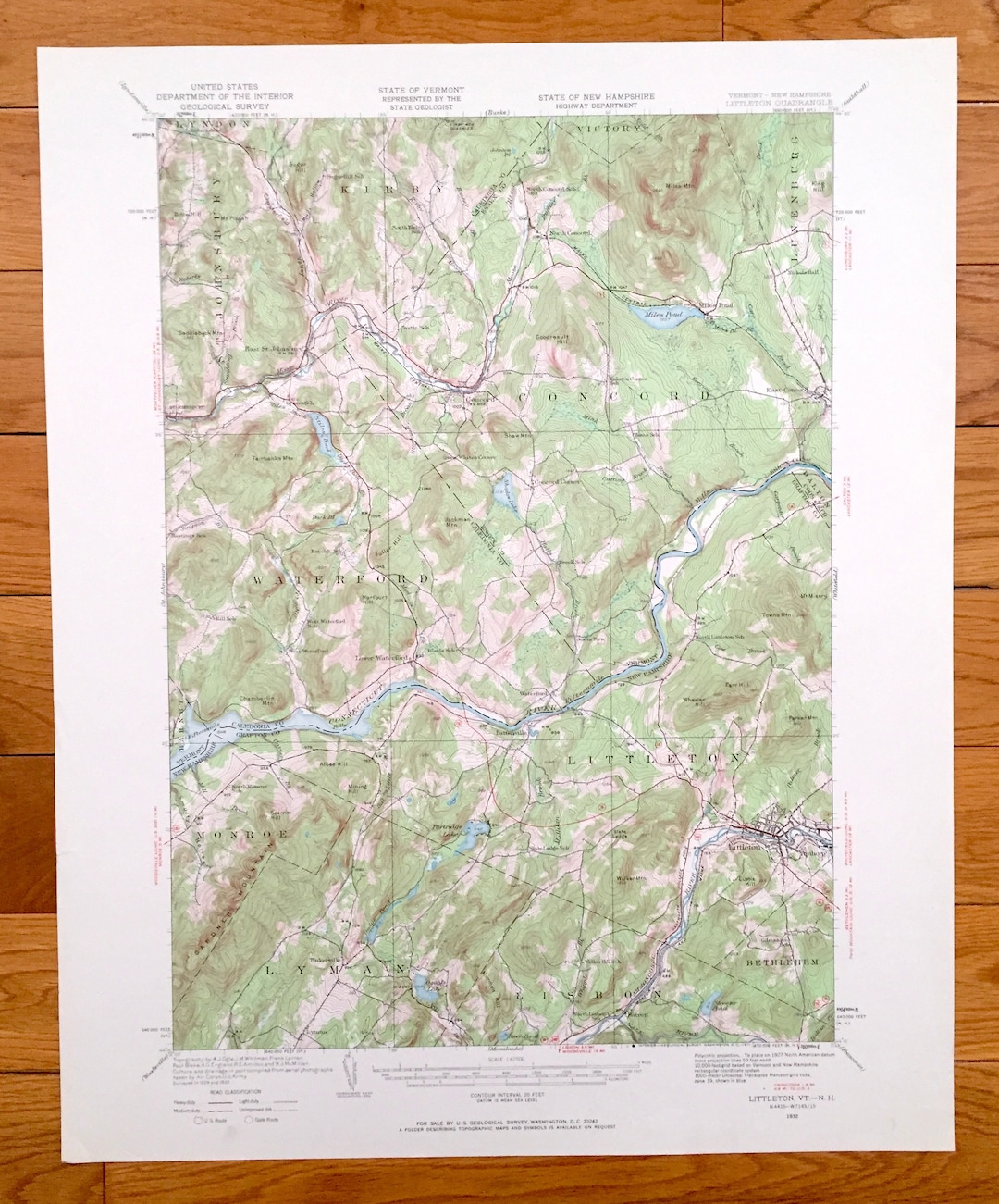 Antique Littleton New Hampshire 1932 US Geological Survey Etsy
