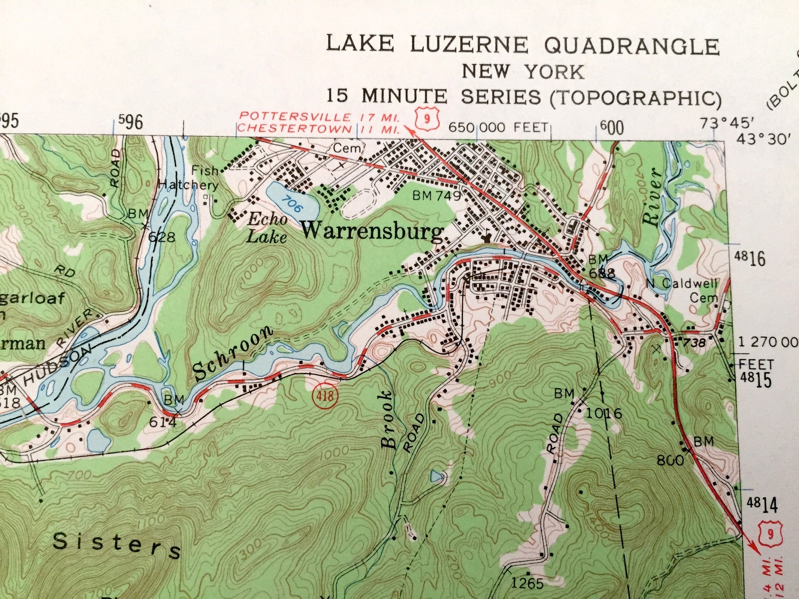 Antique Lake Luzerne New York 1955 US Geological Survey Etsy