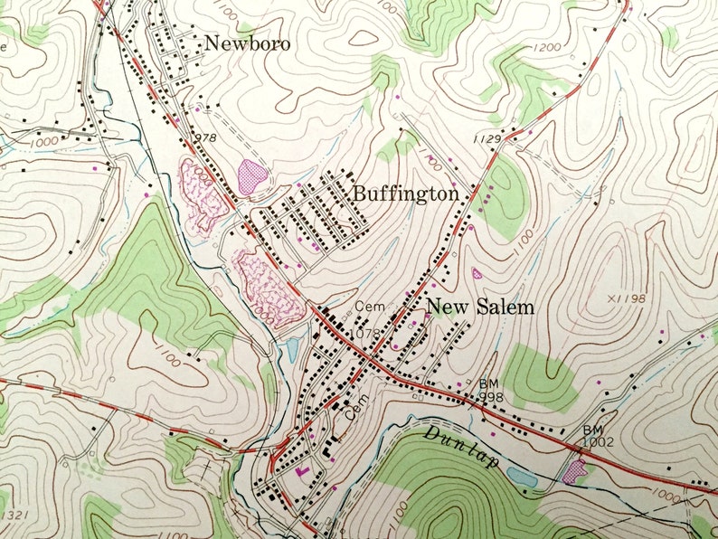 Antique New Salem Pennsylvania 1964 US Geological Survey Etsy