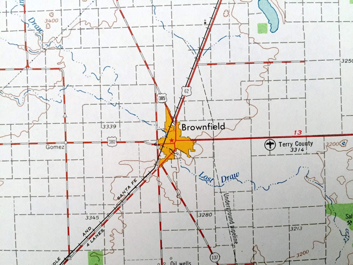 Antique Brownfield Texas 1962 US Geological Survey Etsy
