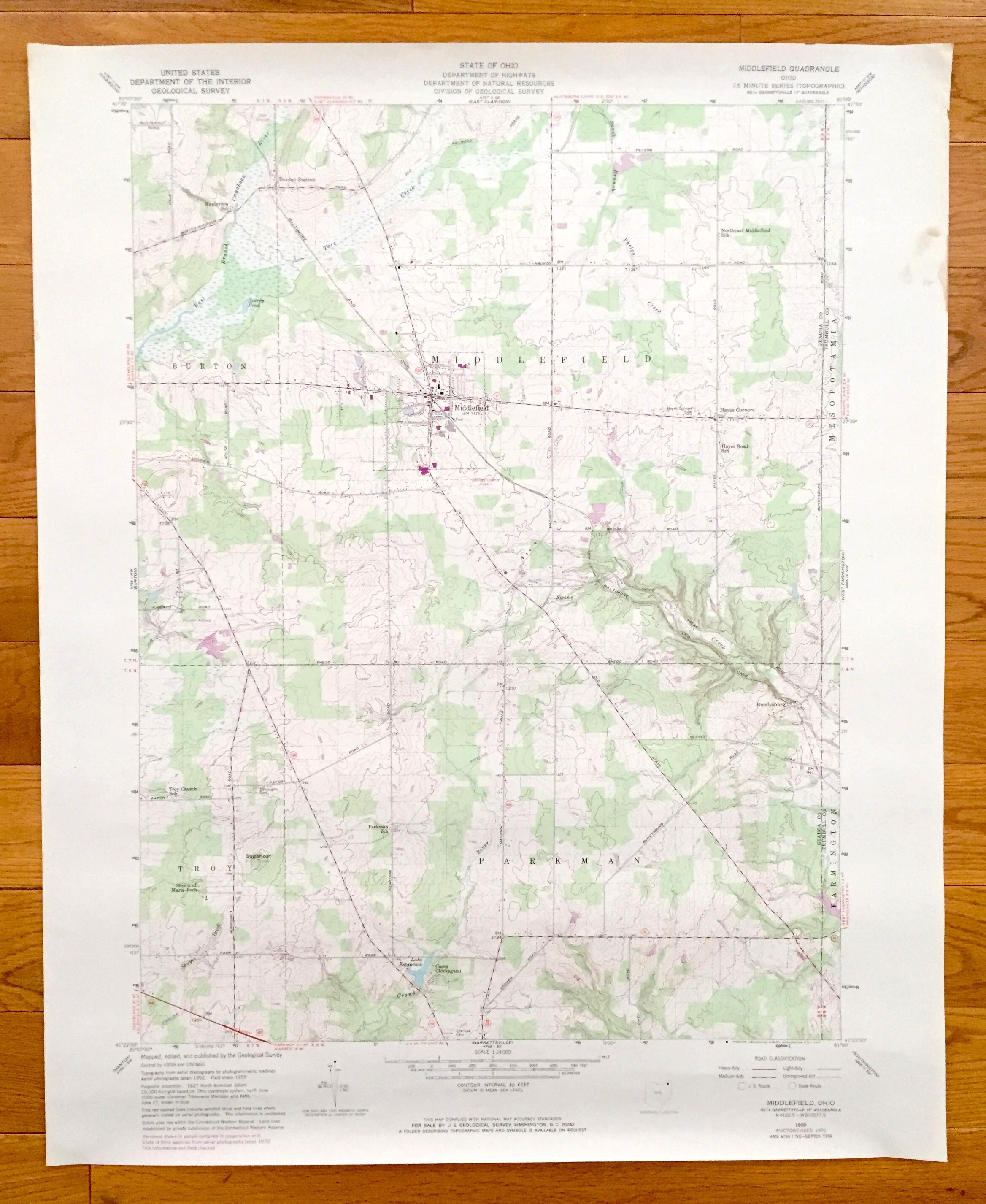 Antique Middlefield Ohio 1959 US Geological Survey Etsy