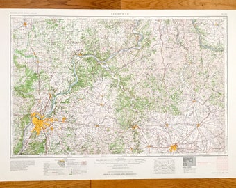 Antique Louisville, Kentucky 1964 US Geological Survey Topographic Map – Lexington, Jefferson, St Matthews, Frankfort Georgetown Florence KY
