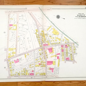 Antike 1906 Roxbury, Massachusetts Karte von GW Bromley Atlas – Boston, Suffolk County, Washington Park, Dudley Square, Brunswick King, MA