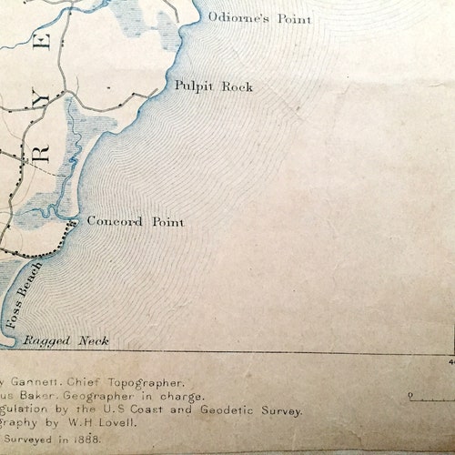 Antique York Maine 1893 US Geological Survey Topographic Map shops – Wells, Kittery, York Beach & Portsmouth, Rye, New Castle, New Hampshire ME NH