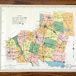 Antiker Oswego County, New York 1941 Historischer Atlas – Hannibal, Fulton, Mexiko, Pulaski, Lacona, Phoenix, Cleveland, Parish Altmar, NY