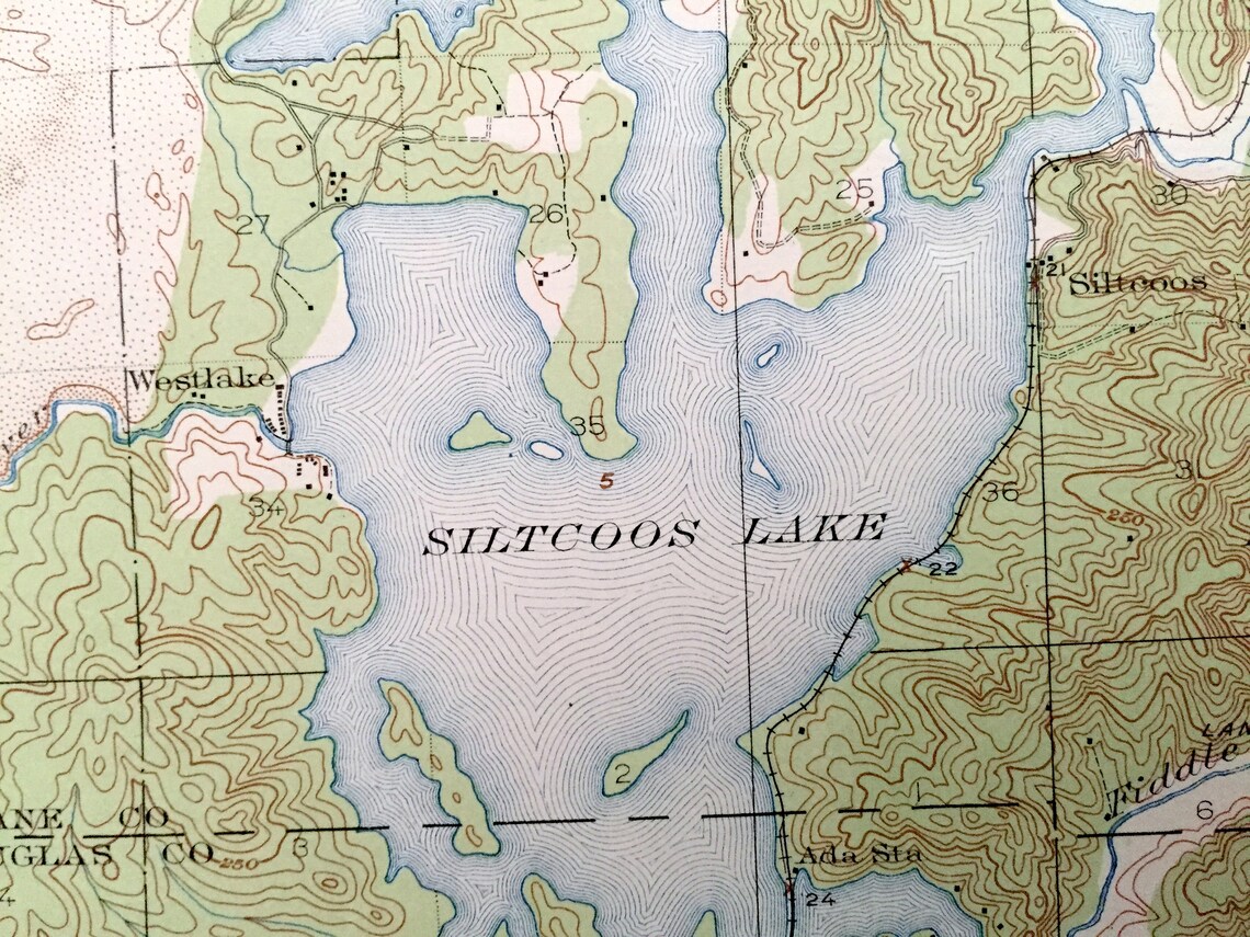 Antique Siltcoos Lake Oregon 1920 US Geological Survey Etsy