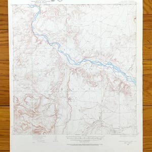 Antica mappa topografica del Rattlesnake, New Mexico 1934 US Geological Survey – Riserva indiana Navajo, contea di San Juan, River, NM