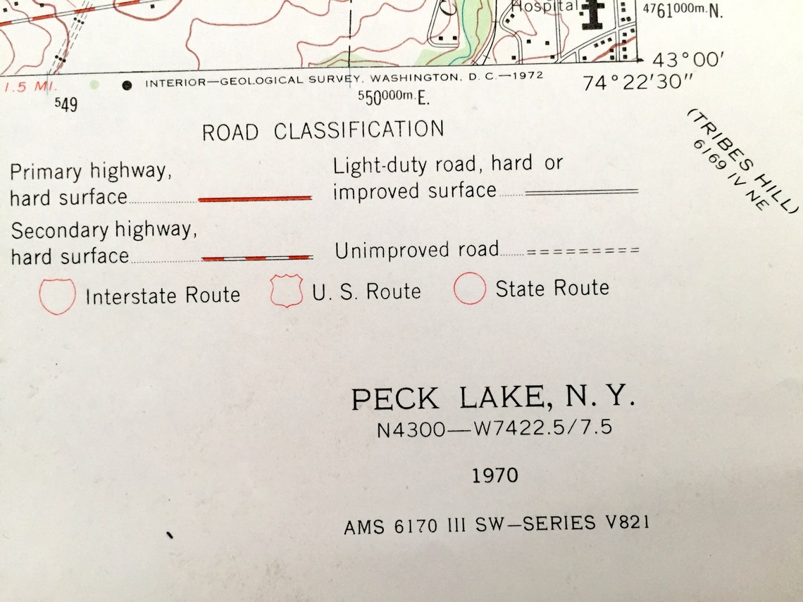 Antique Peck Lake New York 1970 US Geological Survey Etsy