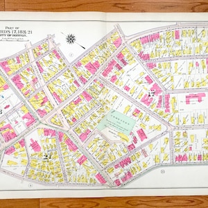 Antiguo 1906 Roxbury, Massachusetts Mapa de GW Bromley Atlas – Boston, Condado de Suffolk, Fort Hill, Dudley Square, Hibernian Hall, Malcolm X