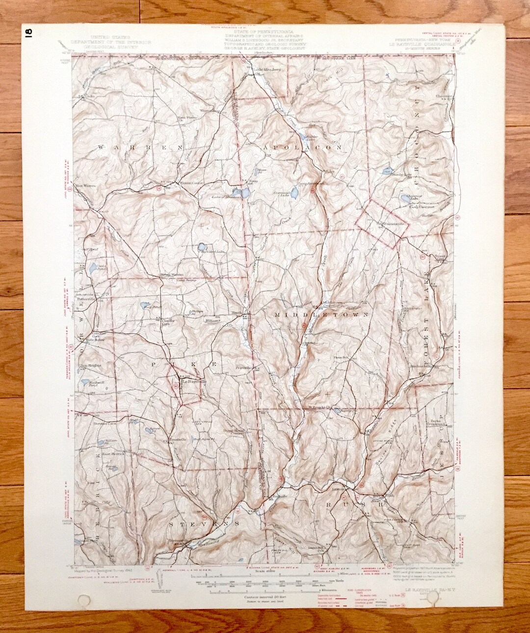 Antique Le Raysville, Pennsylvania 1943 US Geological Survey