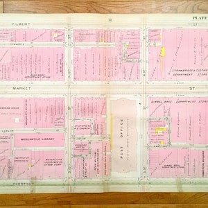 Antike Zentrum Stadt Philadelphia, Pennsylvania 1908 Elvino V Smith Atlas Karte – Chinatown, Midtown Village, Gayborhood, Rathaus, PA PHL