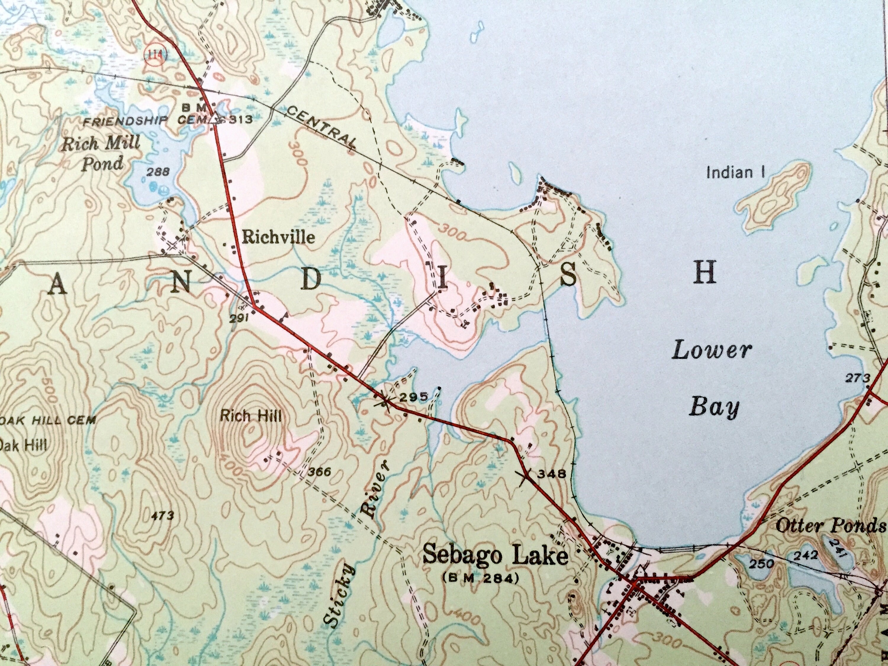 Antique Sebago Lake Maine 1942 US Geological Survey Etsy