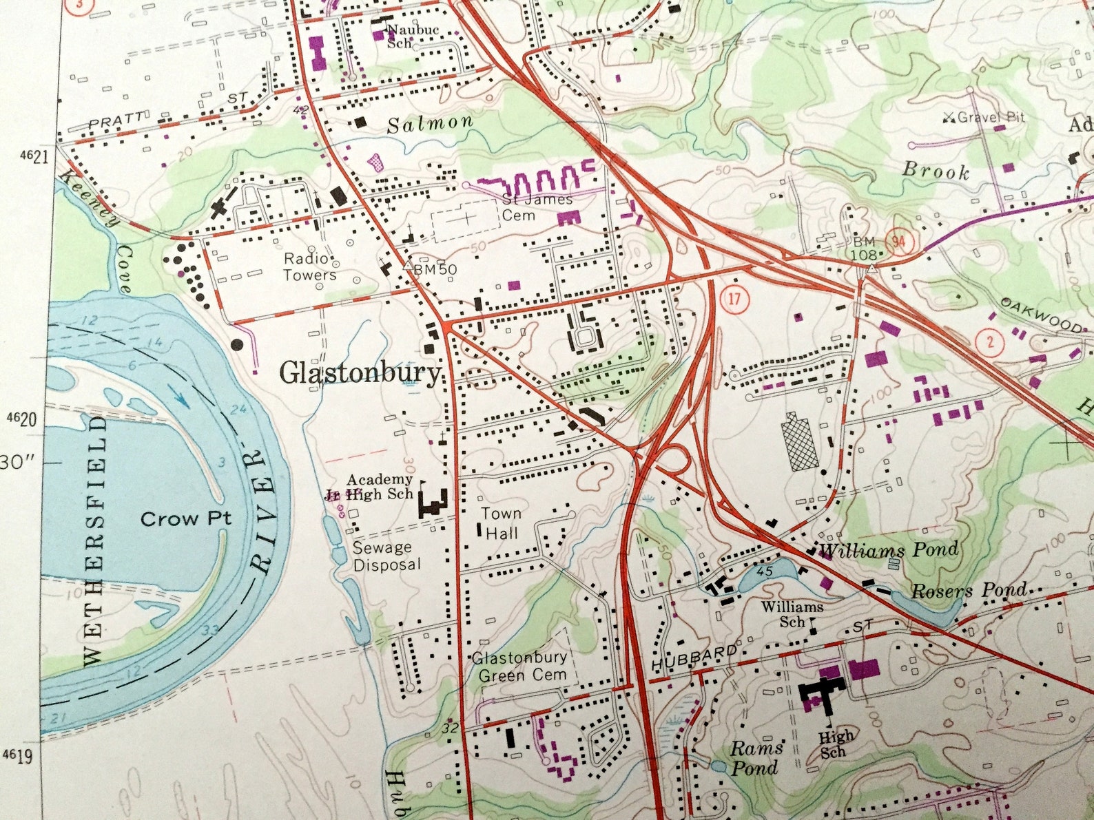 Mapa topográfico antiguo de Glastonbury Connecticut 1964 del Etsy