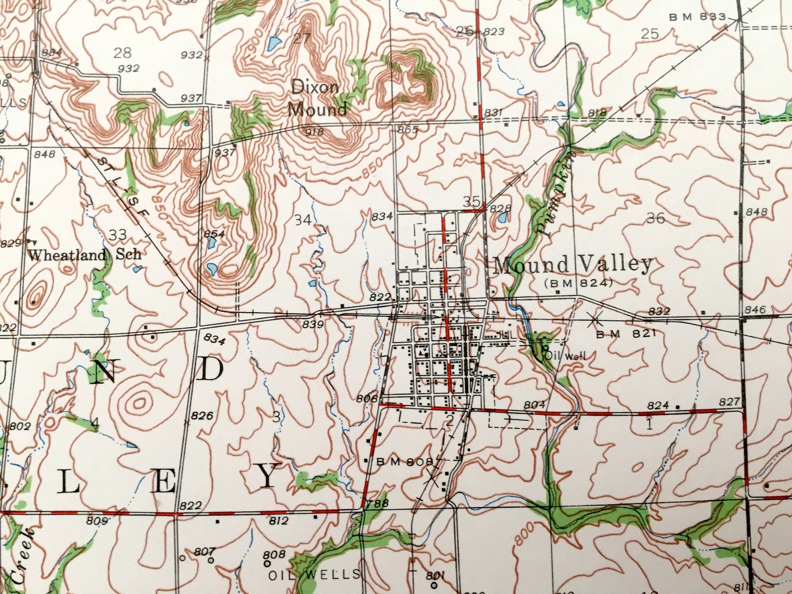 Antique Mound Valley Kansas 1946 US Geological Survey Etsy