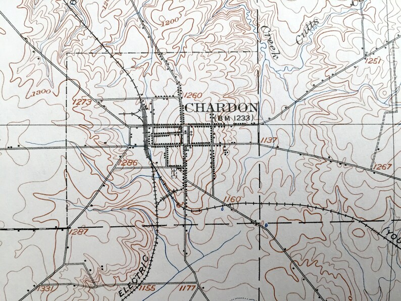 Antique Chardon Ohio 1906 US Geological Survey Topographic Etsy