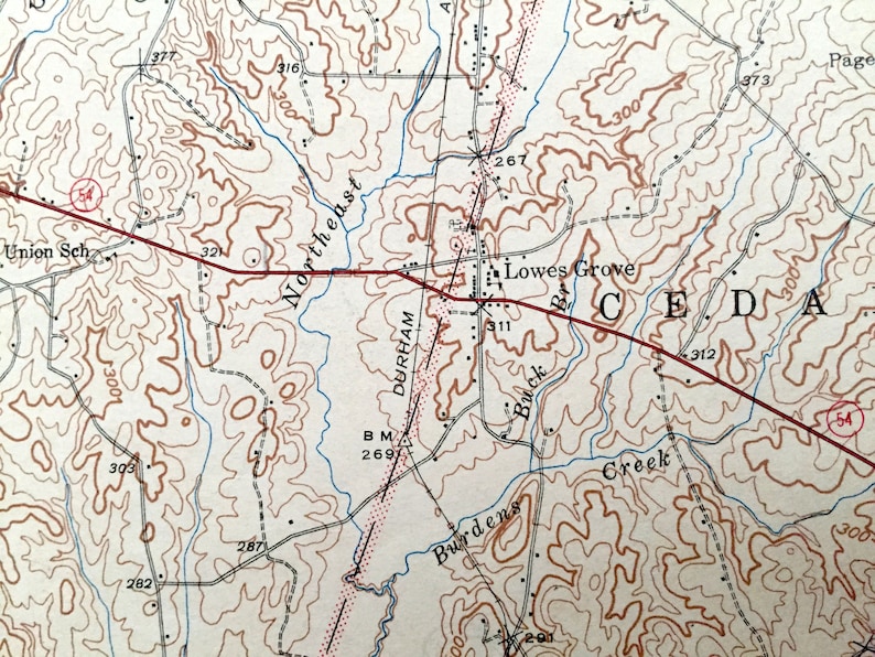 Antique Durham North Carolina 1943 US Geological Survey Etsy