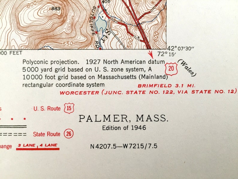 Antique Palmer Massachusetts 1946 US Geological Survey Etsy