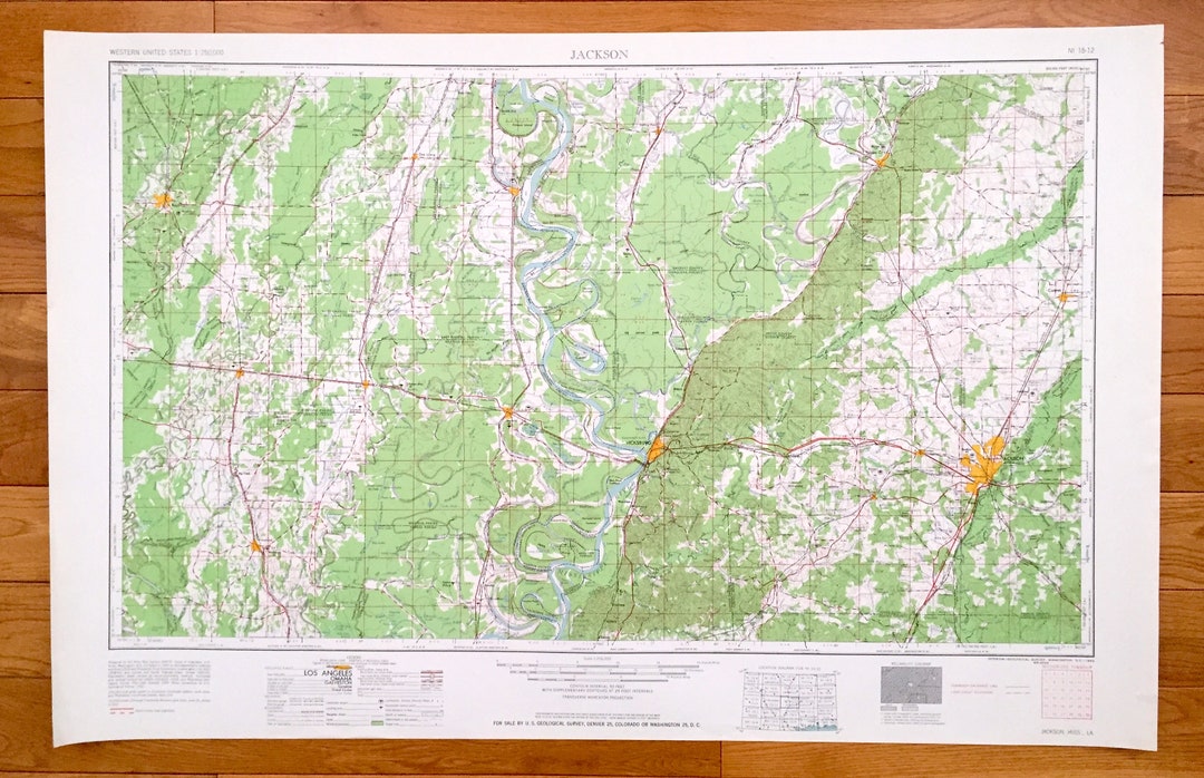 Antique Jackson, Mississippi 1962 US Geological Survey Topographic Map Vicksburg, Van Winkle