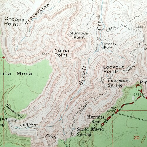 Antique Grand Canyon, Arizona 1962 US Geological Survey Topographic Map – Kaibab National Forest, Navajo, Mohave, Colorado River Coconino shops AZ
