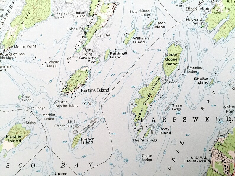 Antique Freeport Maine 1957 US Geological Survey Topographic Etsy