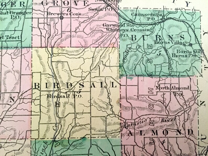 Antique 1869 Allegany County New York Map from D.G. Beers & Etsy