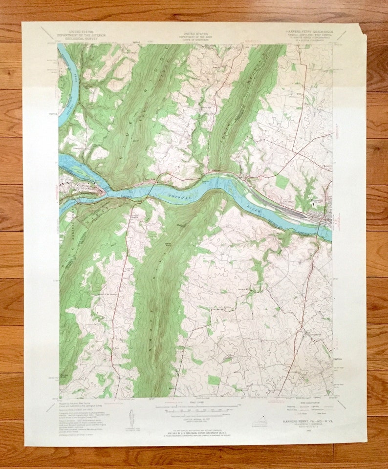 Antique Harpers Ferry West Virginia 1955 US Geological Survey Etsy