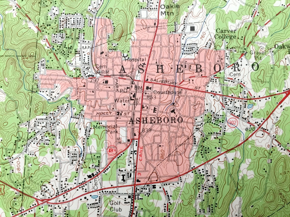 Antique Asheboro North Carolina 1957 US Geological Survey Etsy