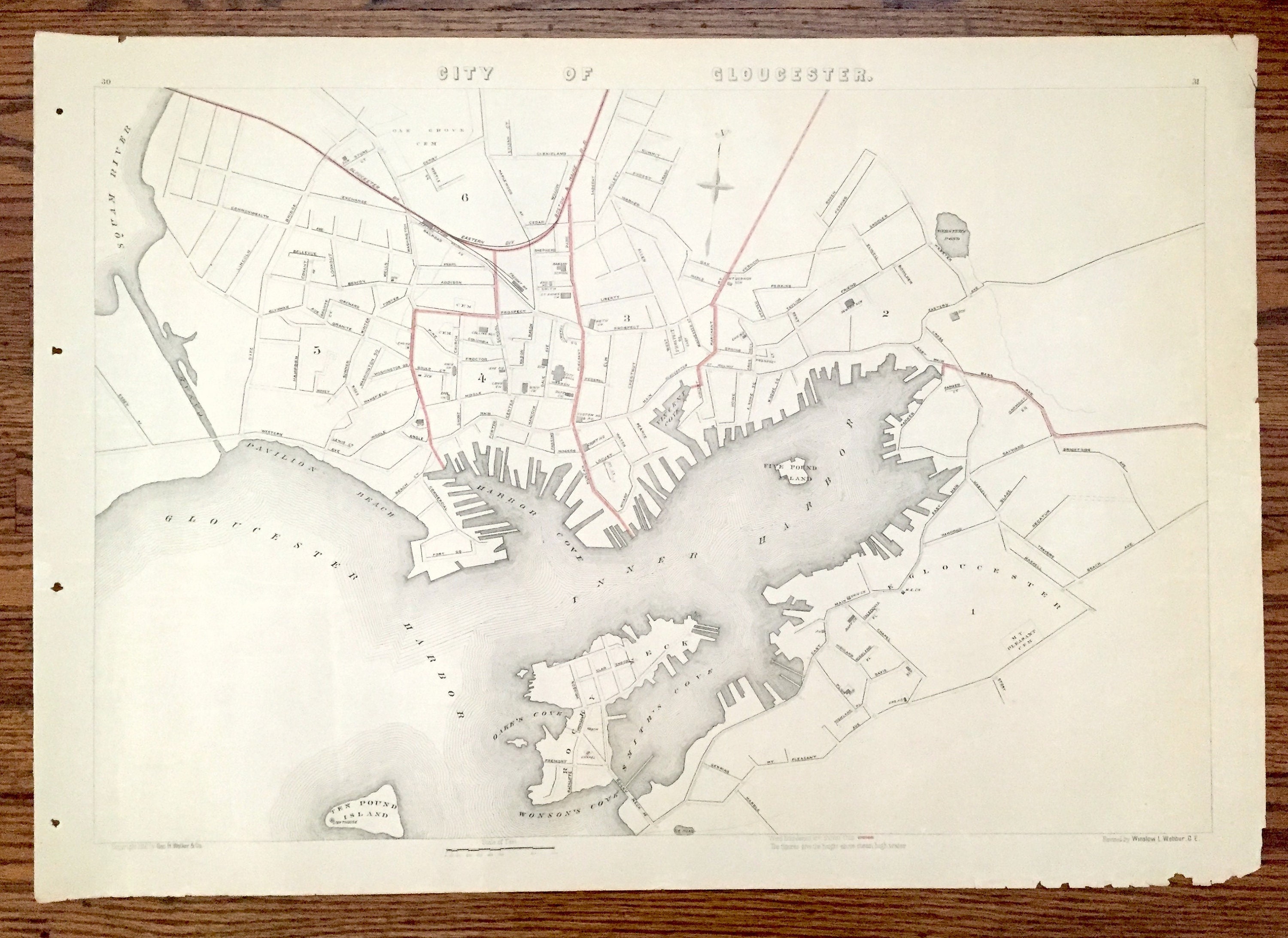 Antique 1891 Gloucester Massachusetts Street Map From George - Etsy UK