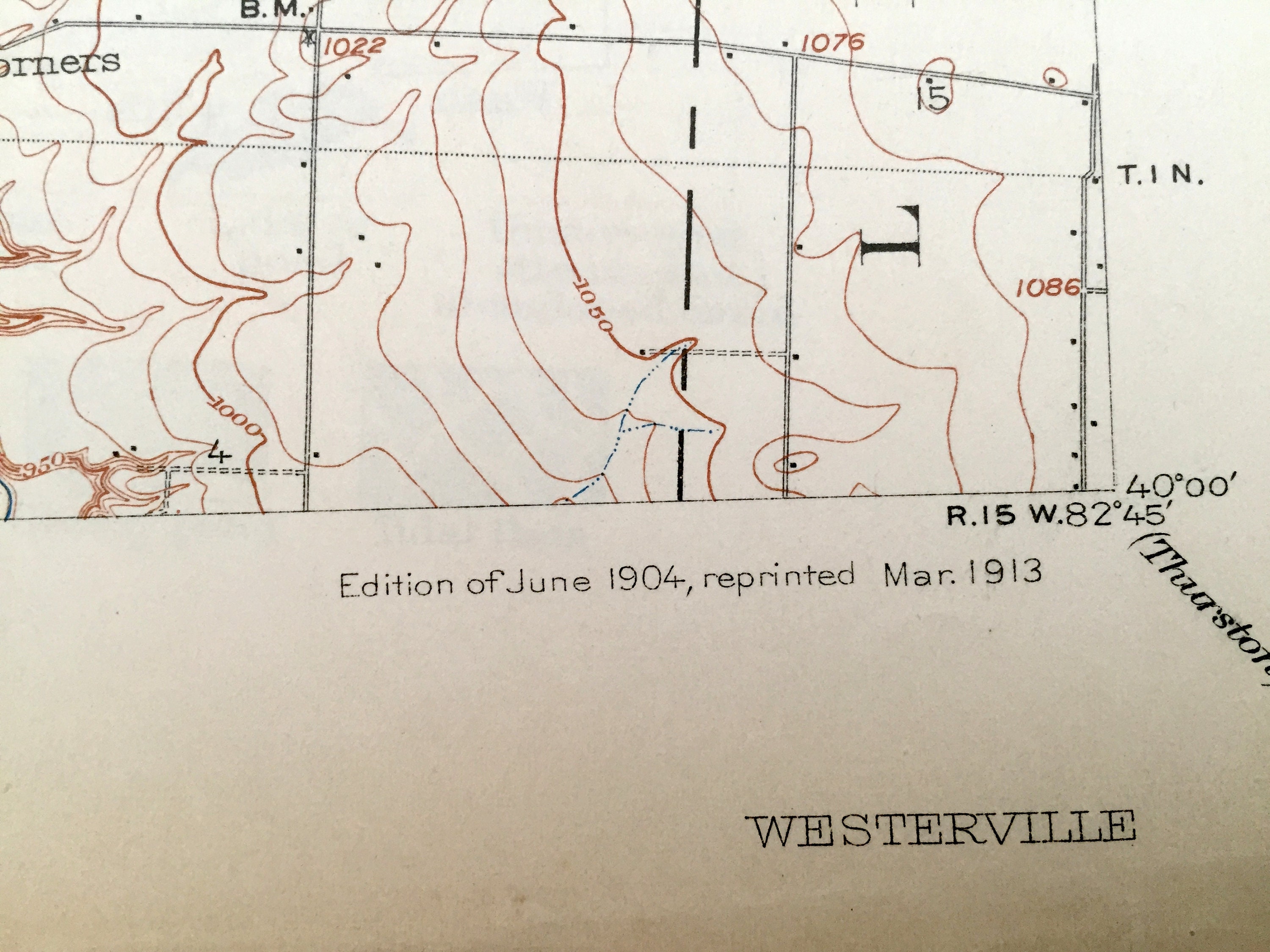 洋書 Terrain Analysis Antique Westerville, Ohio 1904 US Geological Survey
