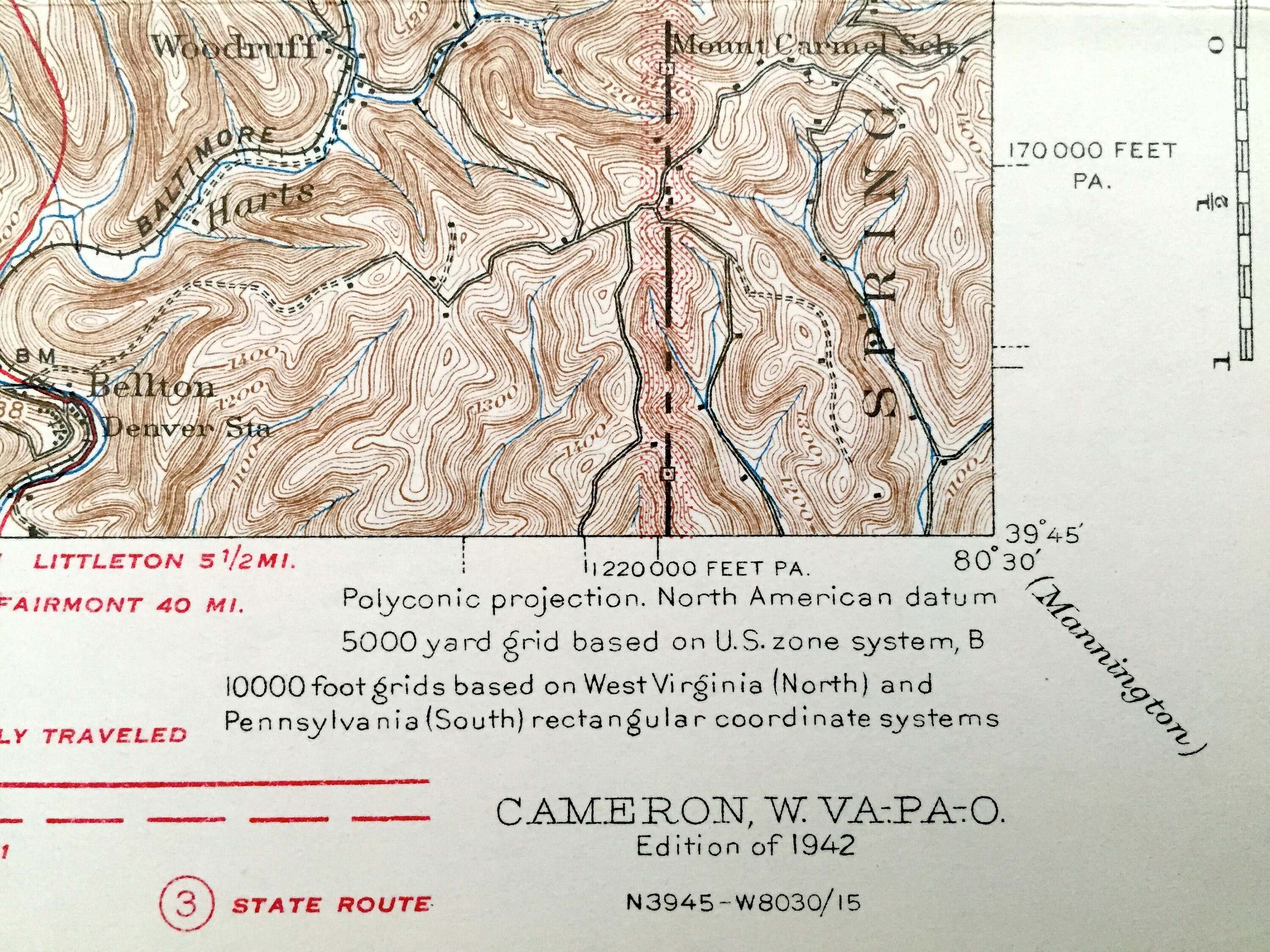 Antique Cameron West Virginia 1942 US Geological Survey Etsy