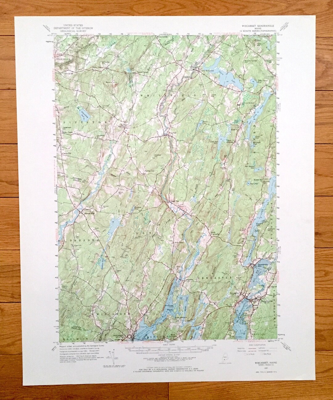Antique Wiscasset, Maine 1957 US Geological Survey Topographic Map ...